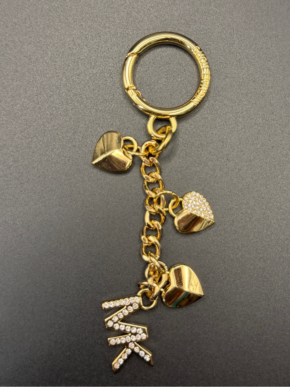 Michael Kors Gold-Tone Heart Charm Keyring